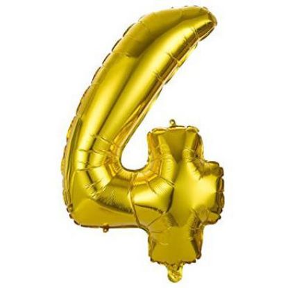 Immagine di PALLONCINI MYLAR NUMERO 4 ORO METAL 1pz - 101cm