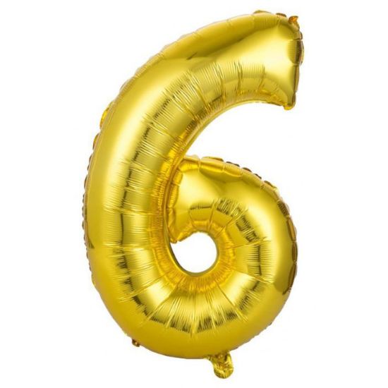 Immagine di PALLONCINI MYLAR NUMERO 6 ORO METAL 1pz - 101cm