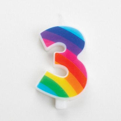 Picture of CANDELA COMPLEANNO 9,5cm 1pz N.3 RAINBOW SCINTILLANTE