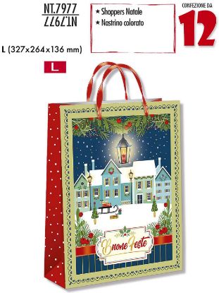 Immagine di SACCHETTI SHOPPER DECOR NATALE PAESAGGI DI NATALE L 12pz