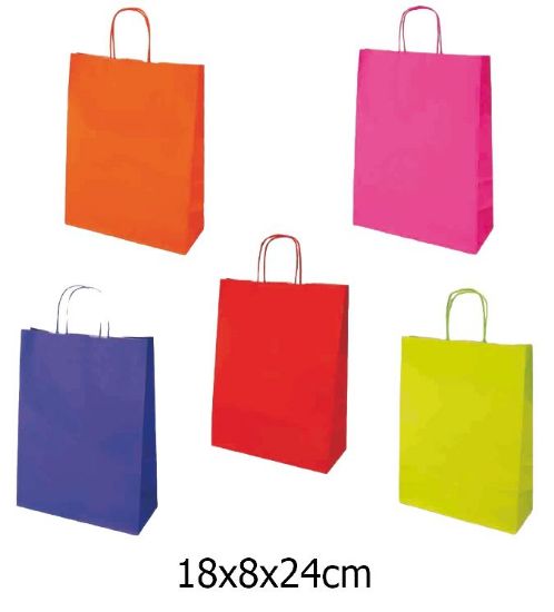 Picture of SACCHETTI SHOPPER TINTA UNITA 18x8x24cm 25pz ASSORTITE JOLLY KRAFT