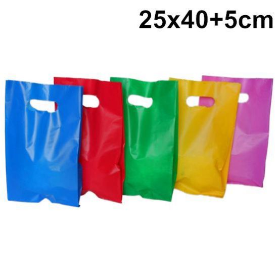 Picture of SACCHETTI SHOPPER PLASTICA 25x40+5cm 100pz TINTAUNITA MANIGLIA FAGIOLO