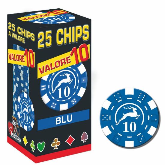 Immagine di FICHES POKER CHIPS 25/PKP BLU VALORE 10 - MODIANO