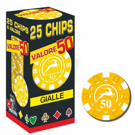 Picture of FICHES POKER CHIPS 25/PKP GIALLO VALORE 50 - MODIANO