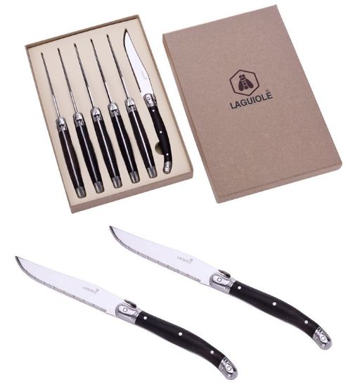 Picture of LAGUIOLE COLTELLI SET 6pz STEAK KNIVES BLACK EBONY WOOD