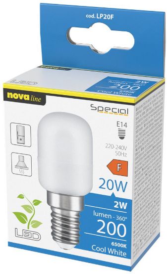 Immagine di LAMPADINE PERETTA LED E14 2W PER FRIGO E CAPPE 1pz 200im 6500K - NEOS NOVALINE