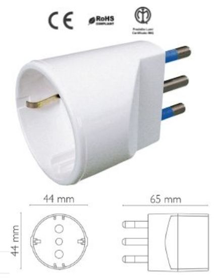 Immagine di PRESA ADATTATORE da SCHUKO a SPINA 2poli+T16A - NOVALINE