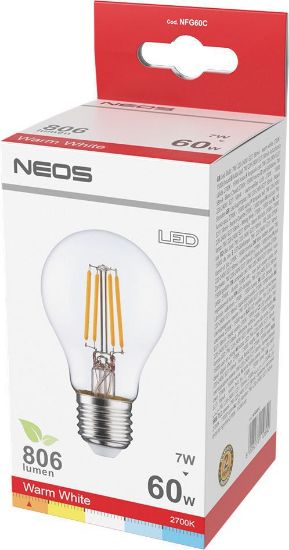 Picture of LAMPADINE LED FILAMENTO E27 7W GOCCIA LUCE NATURALE 1pz 2700K/806im - NEOS NOVALINE