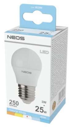 Immagine di LAMPADINE LED E27 3,3W SFERA LUCE NATURALE 1pz 4000K/250im A+ - NEOS NOVALINE