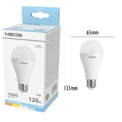 Immagine di LAMPADINE LED E27 18W GOCCIA LUCE NATURALE 1pz 4000K A+ - NEOS NOVALINE