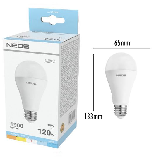 Immagine di LAMPADINE LED E27 18W GOCCIA LUCE NATURALE 1pz 4000K A+ - NEOS NOVALINE