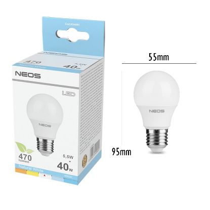 Immagine di LAMPADINE LED E27 5,5W GOCCIA LUCE NATURALE 1pz 4000K/470im A+ - NEOS NOVALINE