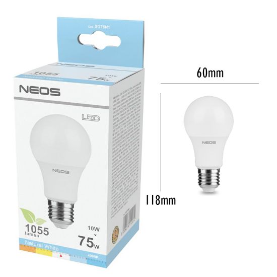 Immagine di LAMPADINE LED E27 10W GOCCIA LUCE NATURALE 1pz 4000K/1055im A+ - NEOS NOVALINE