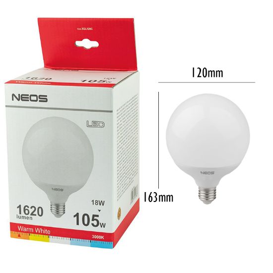 Immagine di LAMPADINE LED E27 18W GLOBO LUCE CALDA 1pz 3000K - NEOS NOVALINE