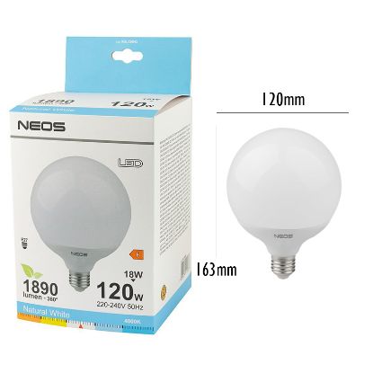 Immagine di LAMPADINE LED E27 18W GLOBO LUCE NATURALE 1pz 4000K - NEOS NOVALINE