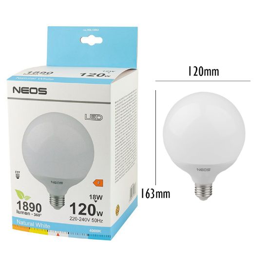 Immagine di LAMPADINE LED E27 18W GLOBO LUCE NATURALE 1pz 4000K - NEOS NOVALINE