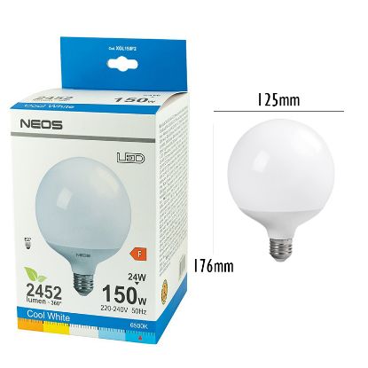 Immagine di LAMPADINE LED E27 24W GLOBO LUCE FREDDA 1pz 6500K - NEOS NOVALINE