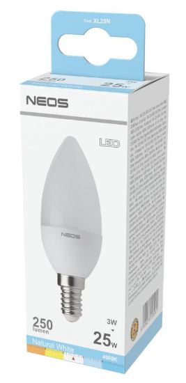 Picture of LAMPADINE LED E14 3W OLIVA LUCE NATURALE 1pz 4000K/250im A+ - NEOS NOVALINE