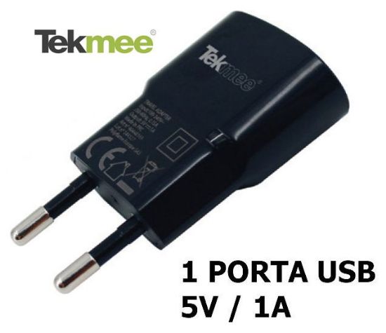 Picture of PRESA ALIMENTAZIONE DA MURO USB 1 PLUG 1pz NERO TEKMEE