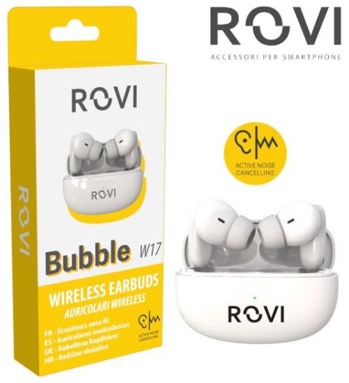 Immagine di AURICOLARI CUFFIE WIRELESS BUBBLE W17 1pz WHITE - ROVI