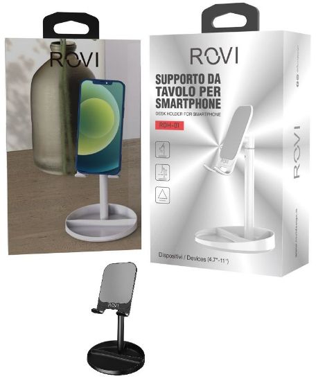 Picture of SUPPORTO DA TAVOLO CELLULARE RDH-01 1pz NERO - ROVI