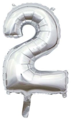 Picture of PALLONCINI MYLAR NUMERO 2 ARGENTO 1pz - 35cm