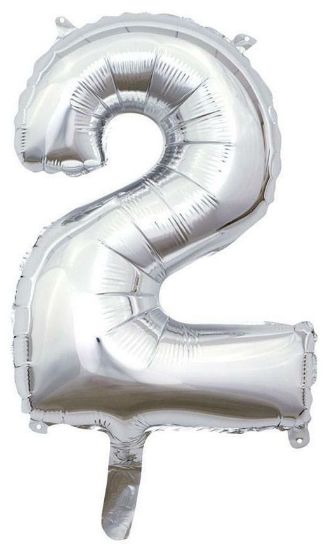 Immagine di PALLONCINI MYLAR NUMERO 2 ARGENTO 1pz - 35cm