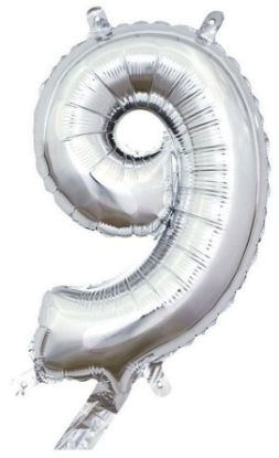 Immagine di PALLONCINI MYLAR NUMERO 9 ARGENTO 1pz - 35cm