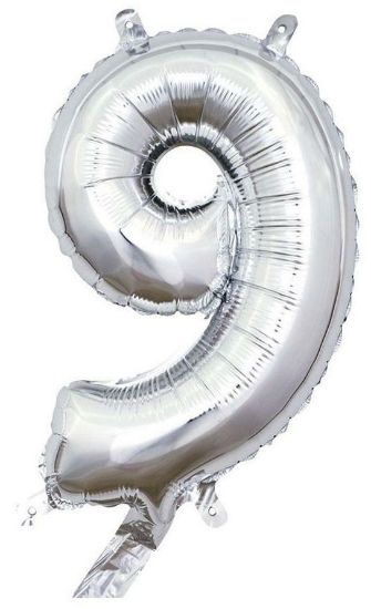 Picture of PALLONCINI MYLAR NUMERO 9 ARGENTO 1pz - 35cm