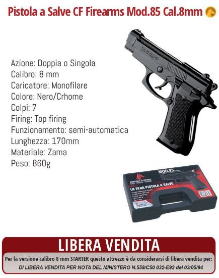 Picture of PISTOLA A SALVE PISTOL 8mm BLACK 1pz DEFENCE SYSTEM