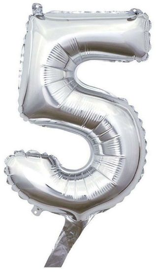 Immagine di PALLONCINI MYLAR NUMERO 5 ARGENTO 1pz - 35cm