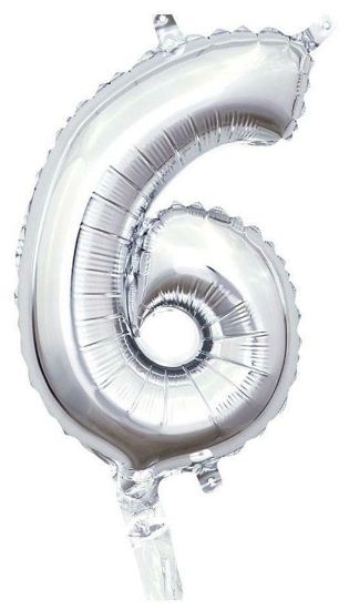 Immagine di PALLONCINI MYLAR NUMERO 6 ARGENTO 1pz - 35cm