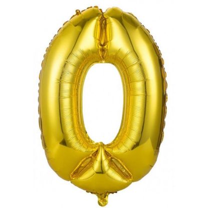 Immagine di PALLONCINI MYLAR NUMERO 0 ORO METAL 1pz - 101cm