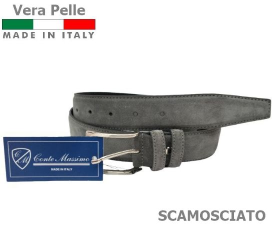 Immagine di CINTURA UOMO CONTE MASSIMO GRIGIO H.3,5cm 1pz  SCAMOSCIATO SCATOLA REGALO