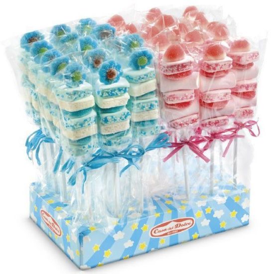 Immagine di CASA DEL DOLCE MARSHMALLOW SPIEDINO ROSA BLU 30pz 40gr