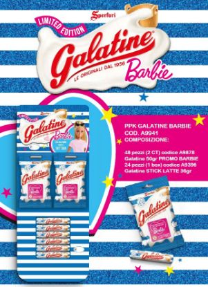 Immagine di GALATINE STICK LATTE 24pz + 48 BUSTE 50gr BARBIE