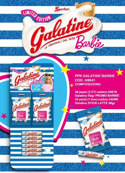 Picture of GALATINE STICK LATTE 24pz + 48 BUSTE 50gr BARBIE