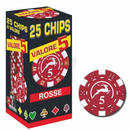 Picture of FICHES POKER CHIPS 25/PKP ROSSO VALORE 5 - MODIANO