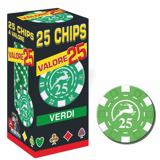 Immagine di FICHES POKER CHIPS 25/PKP VERDE VALORE 25 - MODIANO