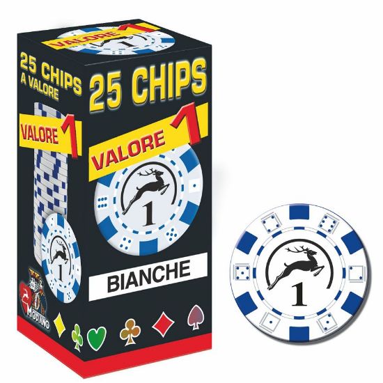 Immagine di FICHES POKER CHIPS 25/PKP BIANCO VALORE 1 - MODIANO