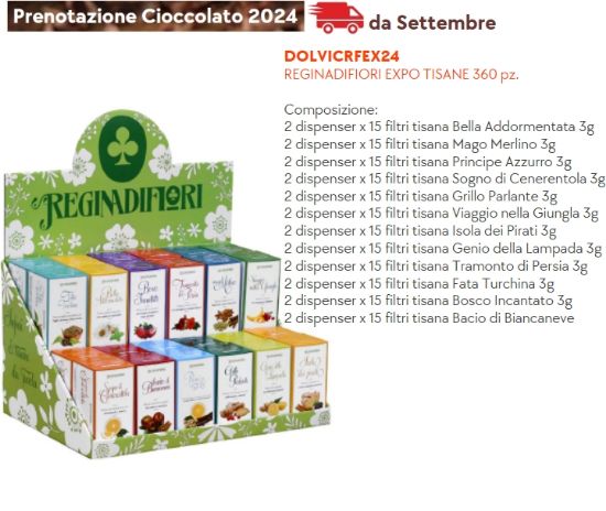 Immagine di REGINADIFIORI TISANE 360pz 3gr. ASSORTITI + EXPO DA BANCO