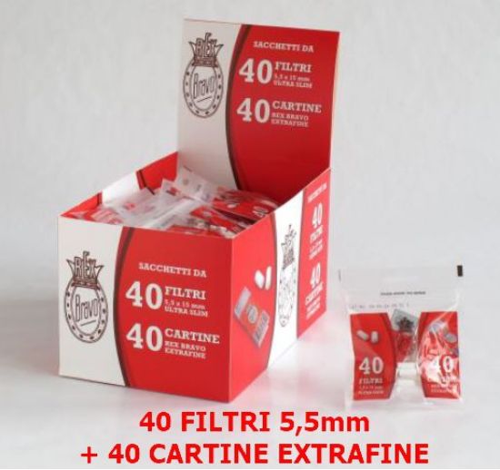 Immagine di FILTRI BRAVO ULTRA SLIM 5,5mm 40pz-40filtri+40cartine extraf. (Acc. 11,52)-PROV-D02052032