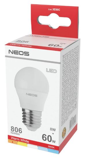 Immagine di LAMPADINE LED E27 7W SFERA LUCE CALDA 1pz 3000K/806im A+ - NEOS NOVALINE