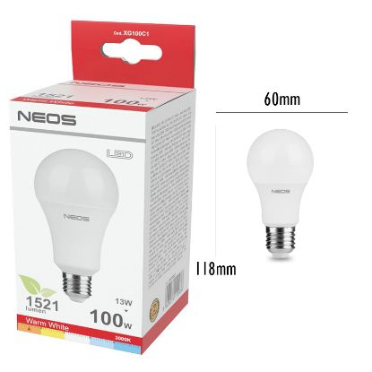 Immagine di LAMPADINE LED E27 13W GOCCIA LUCE CALDA 1pz 3000K/1521im A+ - NEOS NOVALINE