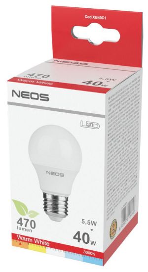 Picture of LAMPADINE LED E27 5,5W GOCCIA LUCE CALDA 1pz 3000K/470im A+ - NEOS NOVALINE