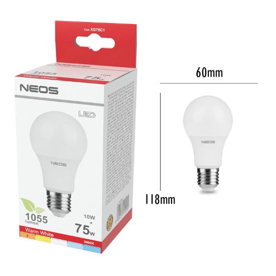 Immagine di LAMPADINE LED E27 10W GOCCIA LUCE CALDA 1pz 3000K/1055im A+ - NEOS NOVALINE