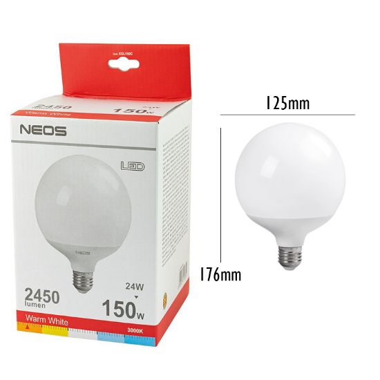 Immagine di LAMPADINE LED E27 24W GLOBO LUCE CALDA 1pz 3000K - NEOS NOVALINE