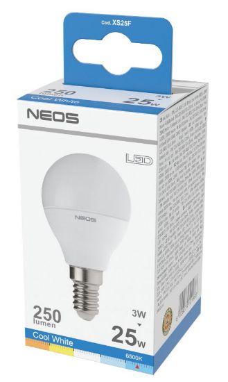 Picture of LAMPADINE LED E14 3W SFERA LUCE FREDDA 1pz 6500K/250im A+ - NEOS NOVALINE