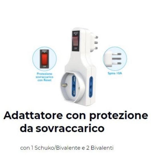 Picture of PRESA ADATTATORE 2 PRESE 16A/10 + T SCHUKO CON IND. PROTEZIONE - NOVALINE