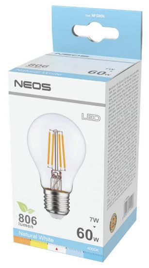 Immagine di LAMPADINE LED FILAMENTO E27 7W GOCCIA LUCE NATURALE 1pz 4000K/806im - NEOS NOVALINE